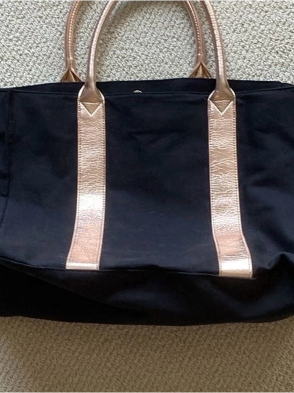 Victoria's Secret Black Tote with Rose Gold Accents
